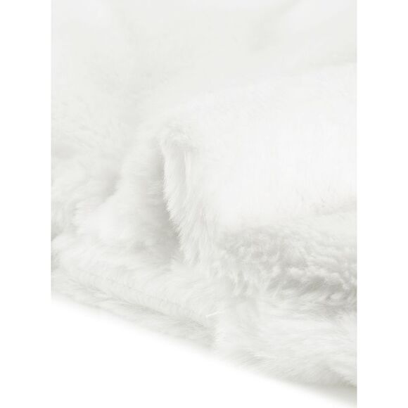 Notch Collar Long Sleeve Open Front Faux Fur Fluffy Cropped Jacket White - Picture 5 of 5